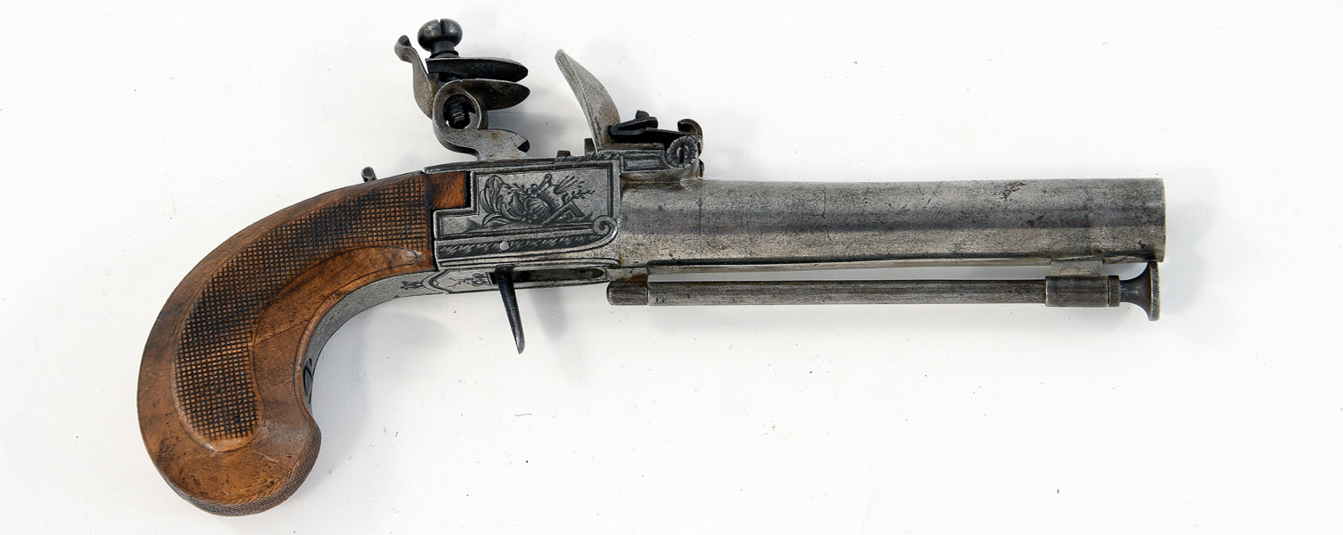 A FLINTLOCK POCKET PISTOL