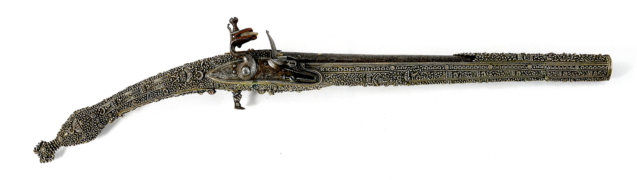 A BALKAN ALL METAL FLINTLOCK PISTOL