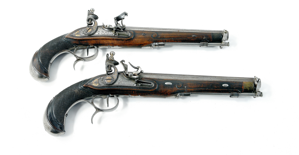 1 PAR FLINTLÅSPISTOLER SJÖBERG LINKÖPING