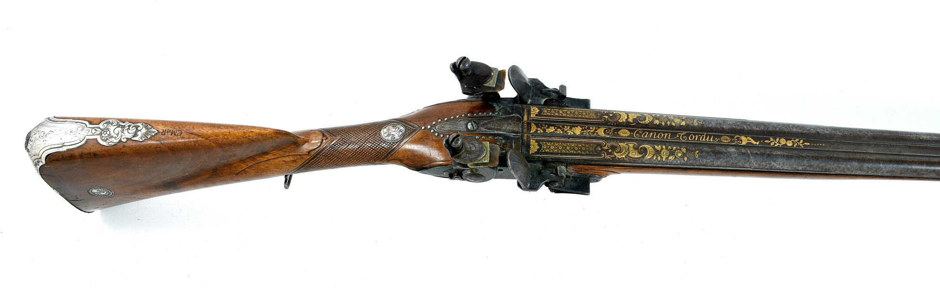 DUBBELPIPIGT FLINTLÅSGEVÄR. C.M ROBSAHM STOCKHOLM 1808