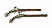 A PAIR OF FLINTLOCK HOLSTER PISTOLS
