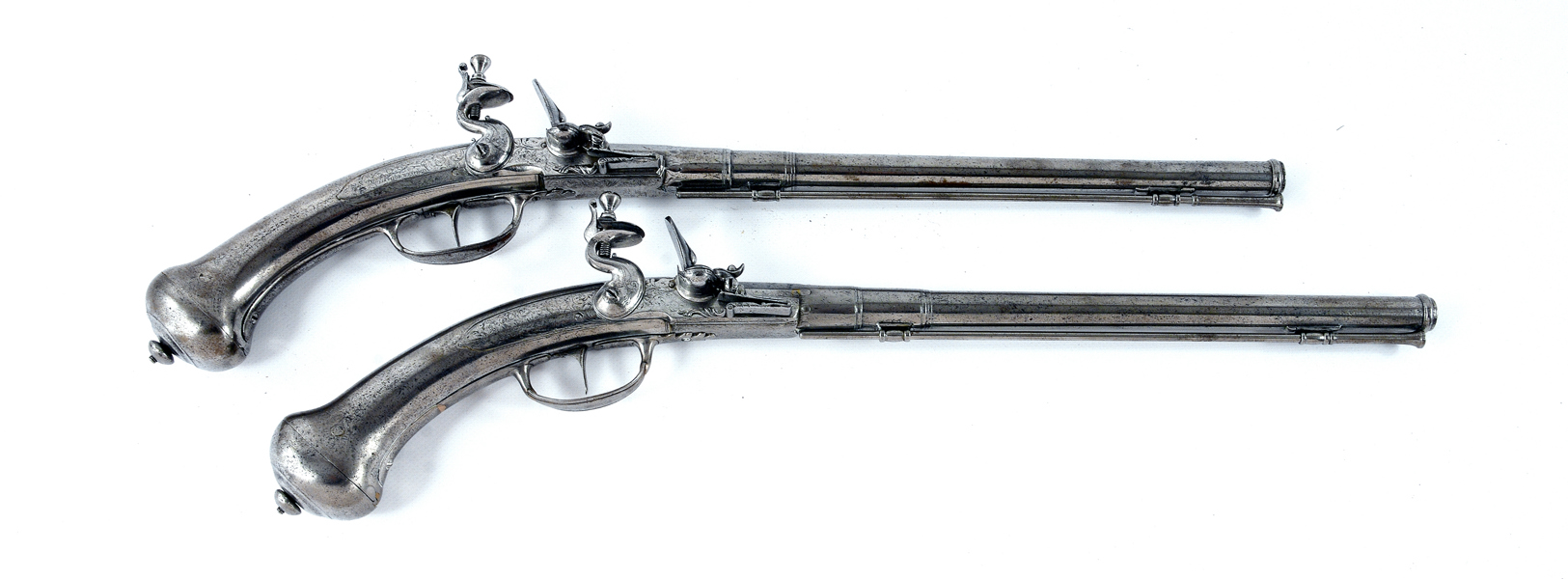 A PAIR OF ALL STEEL FLINTLOCK PISTOLS