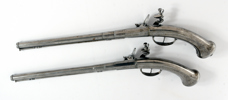 A PAIR OF ALL STEEL FLINTLOCK PISTOLS